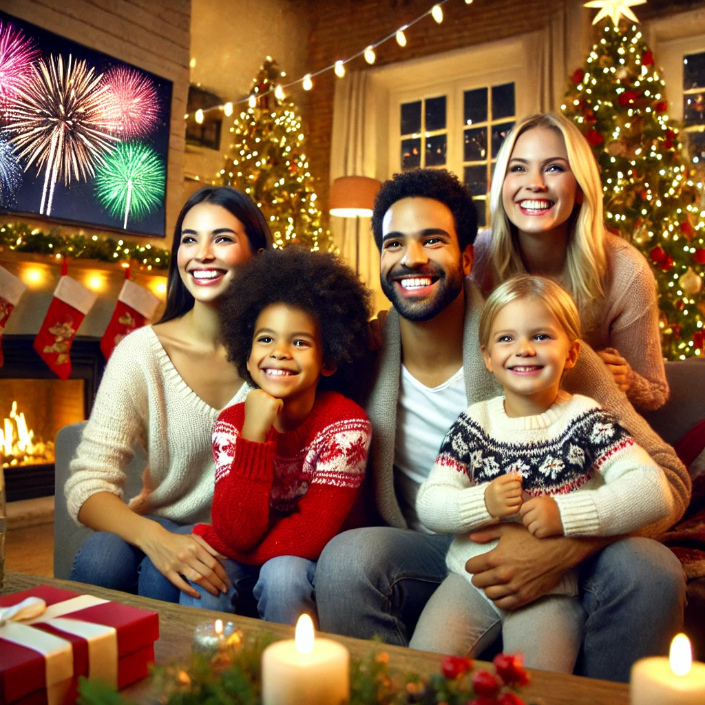 couple with their children celebrating